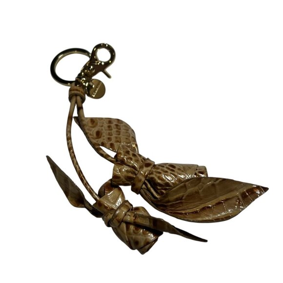 Brahmin RARE Hanging Roses Bag Charm / Key Fob Crocodile Gold - Picture 1 of 5